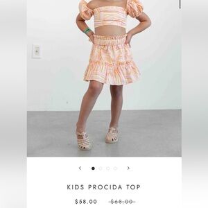 Girls' Off-Shoulder Crop Top in Pink & Orange Swirl